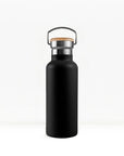 bambaw stainless steel water bottle insulated in black colour 500ml on white background