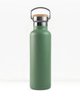 bambaw stainless steel water bottle insulated in green colour 1l on white background