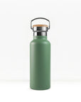 bambaw stainless steel water bottle insulated in green colour 500ml on white background