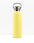 bambaw stainless steel water bottle insulated in yellow colour 1l on white background