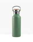 bambaw stainless steel water bottle insulated in green colour 750ml on white background