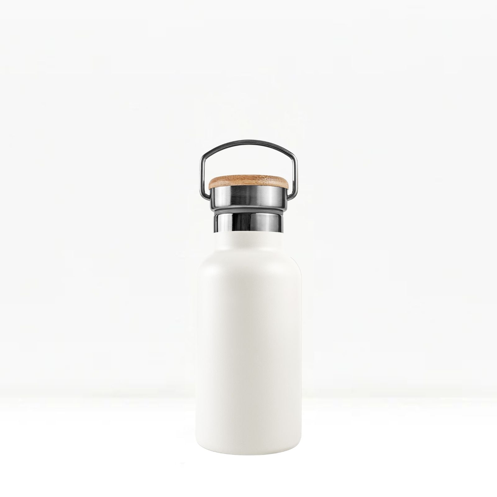 bambaw stainless steel water bottle insulated in white colour 350ml on white background