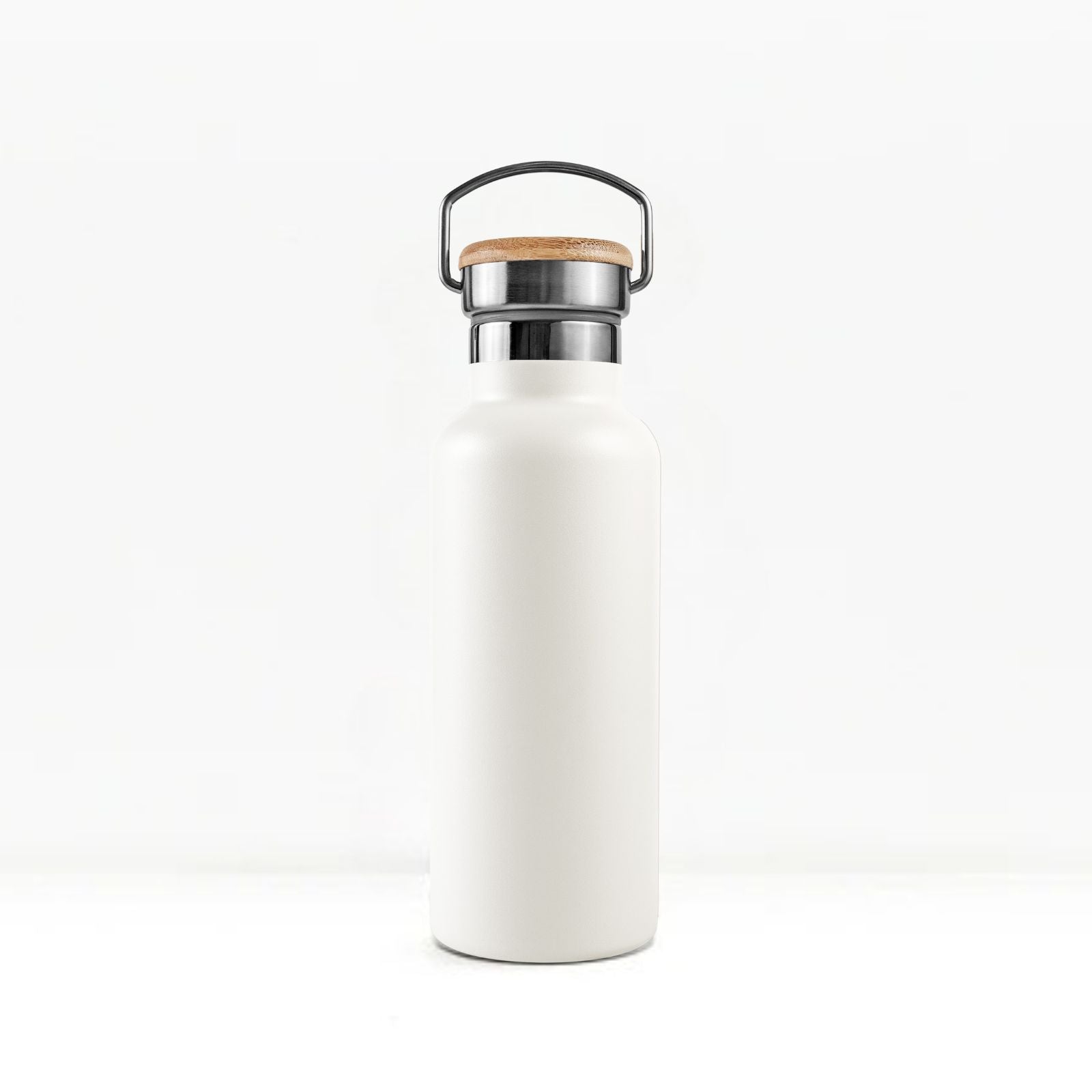 bambaw stainless steel water bottle insulated in white colour 500ml on white background