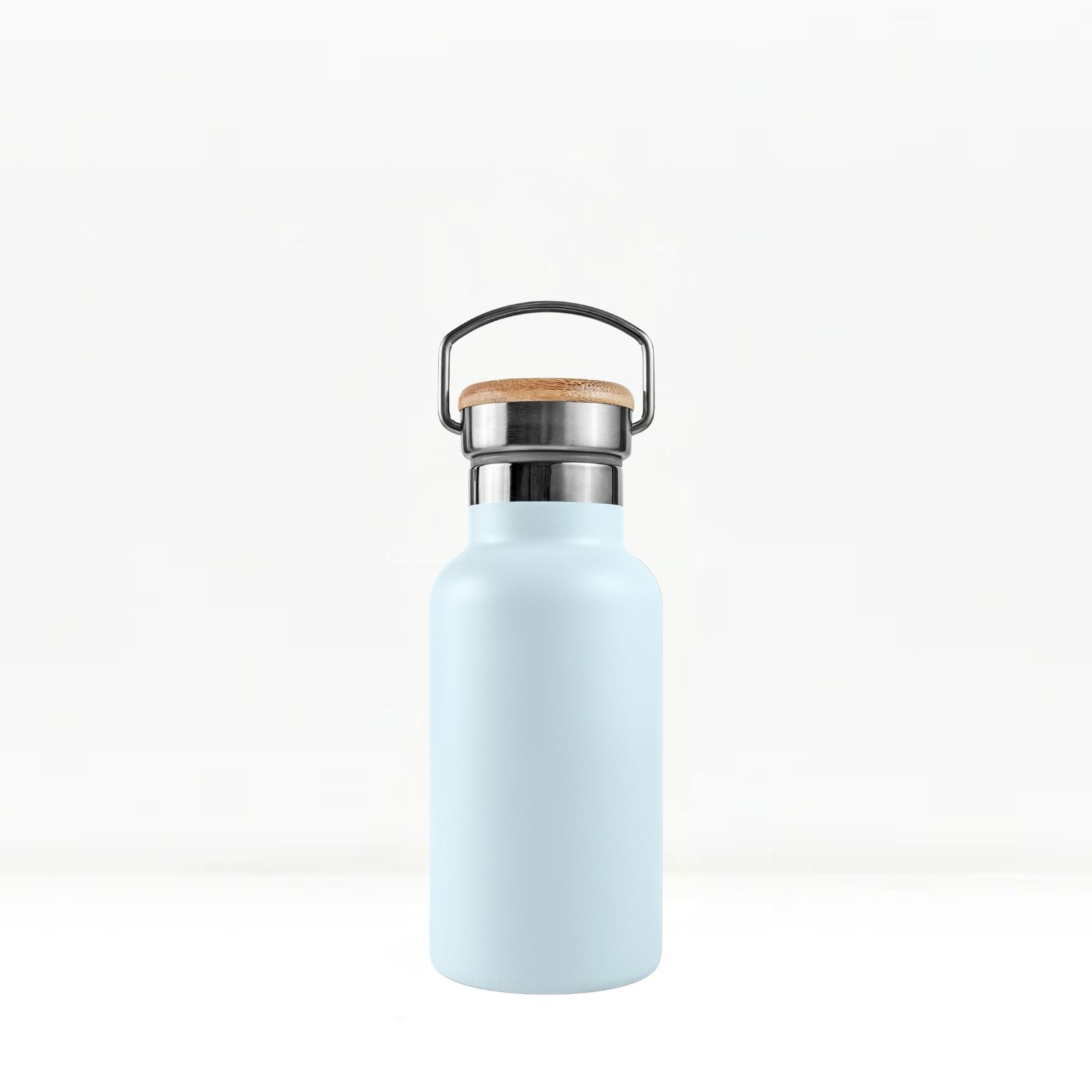 bambaw stainless steel water bottle insulated in ice blue colour 350ml on white background