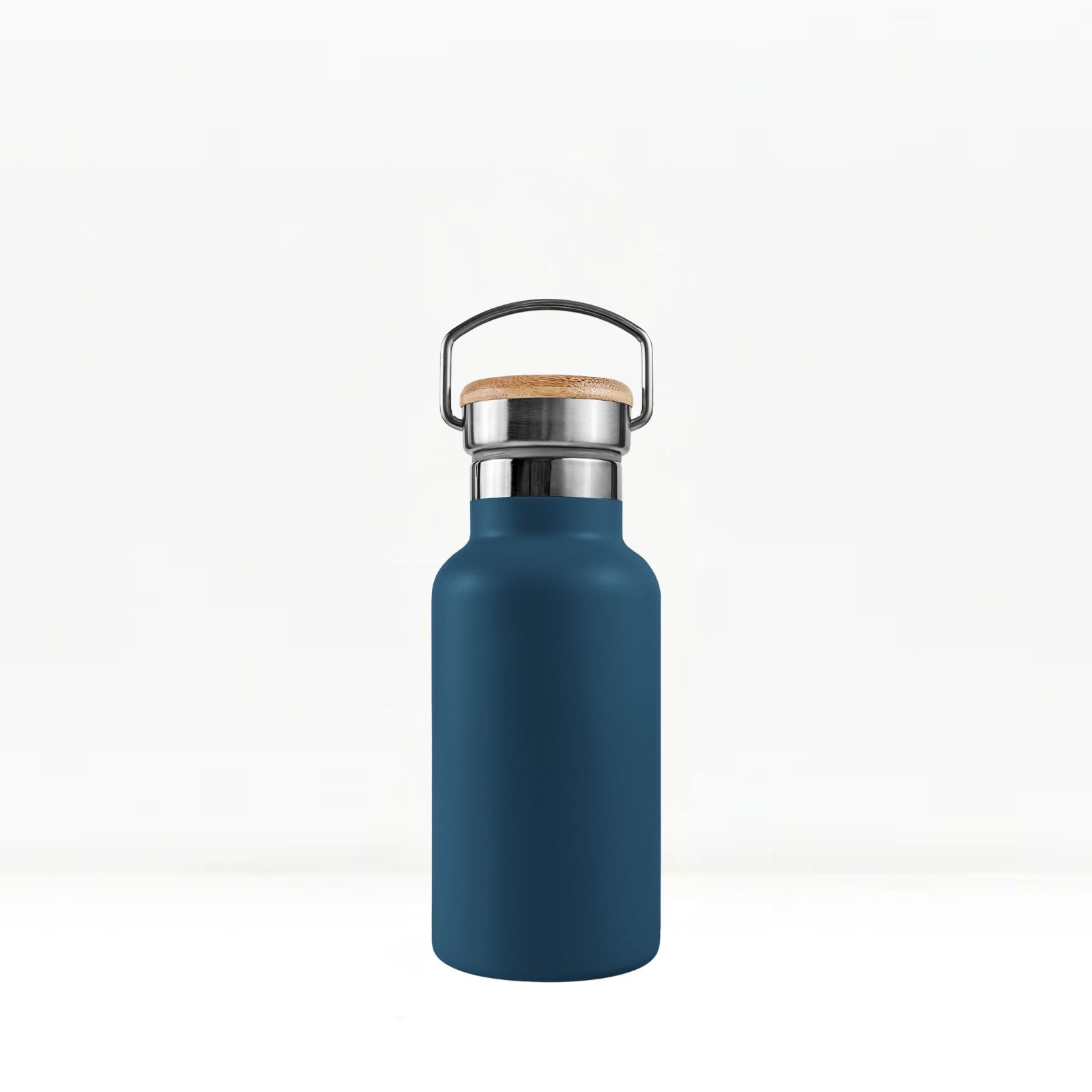 bambaw stainless steel water bottle insulated in navy blue colour 350ml on white background