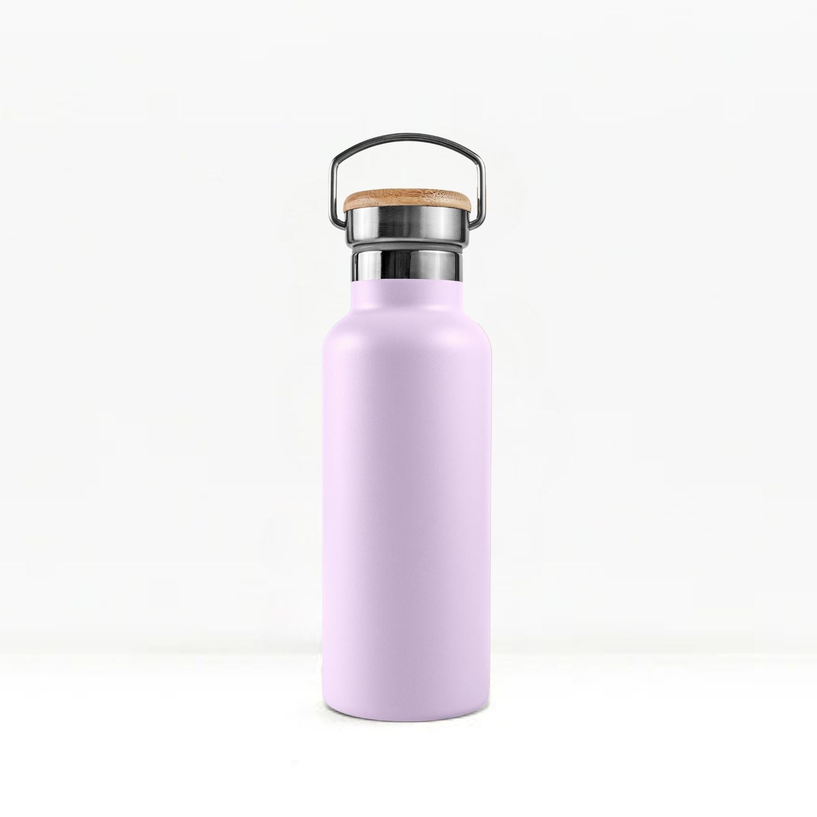 bambaw stainless steel water bottle insulated in lavender colour 500ml on white background