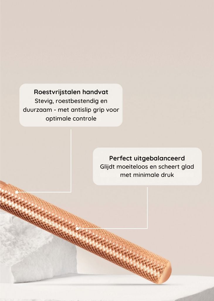 bambaw Rose gold-handled tool with text on a neutral background