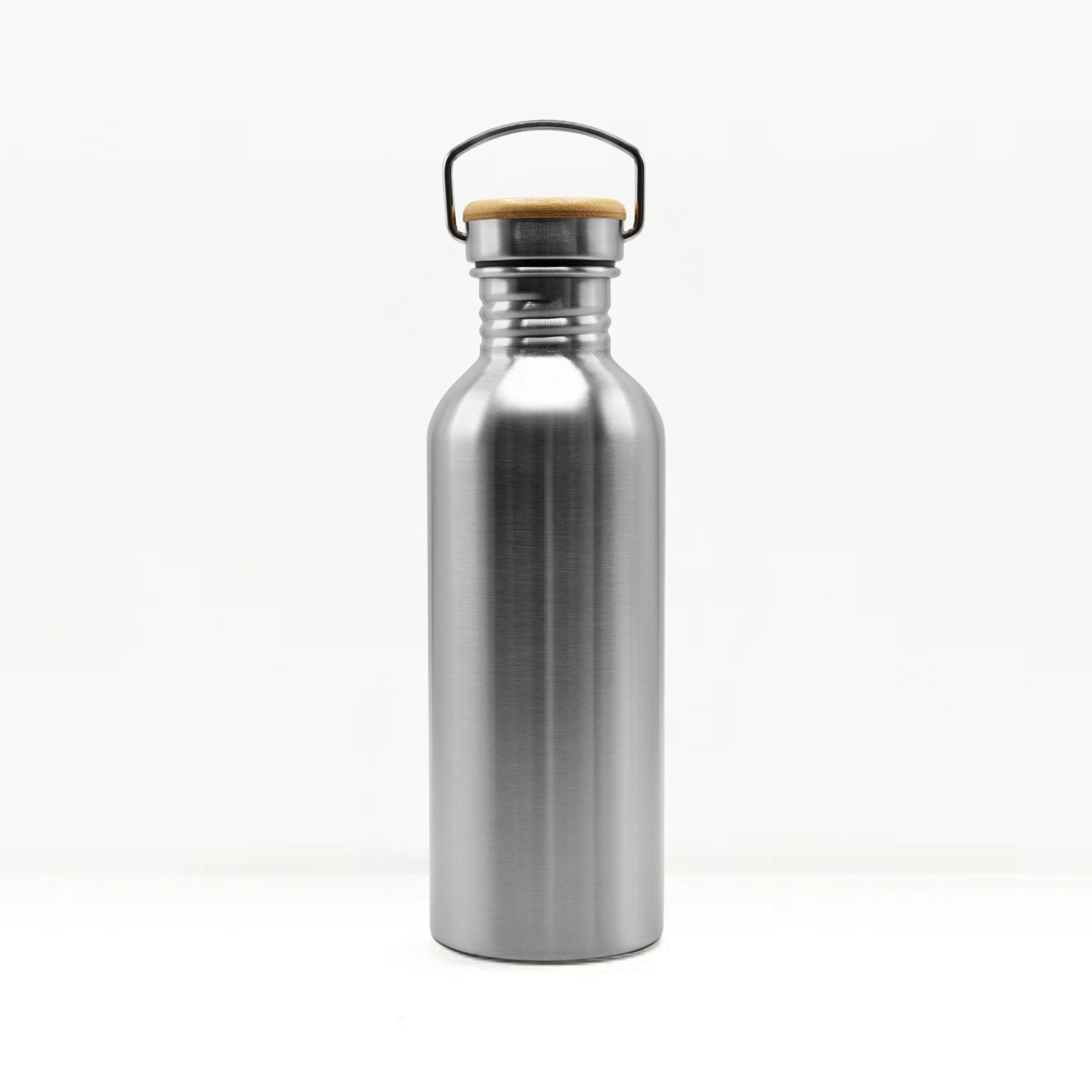 bambaw stainless steel water bottle non-insulated in steel colour 500ml on white background